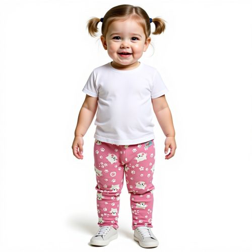 (98-128) Rózsaszín, cicás leggings