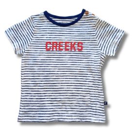 Fehér-kék csíkos fiú póló piros CREEKS felirattal 92