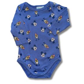 Kék Mickey és Pluto hosszú ujjú baba body 62