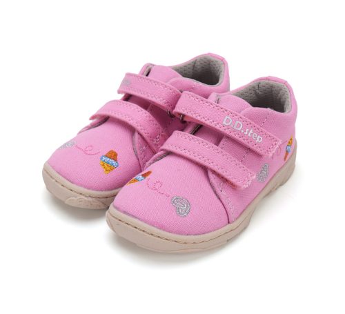 (20-25)DD Step rózsaszín BAREFOOT kislány vászoncipő