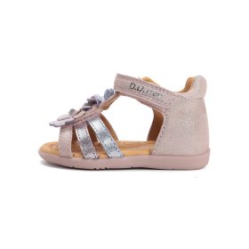  D.D.Step kislány szandál virágdíszítéssel – Rose Gold csillogó bőr gyerekszandál