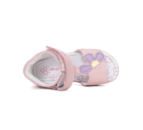 D.D.Step kislány szandál virágdísszel – Baby Pink bőr gyerekszandál